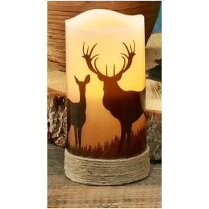 Pack of 4 Country Rustic Deer Led Lighted Wax Flameless Pillar Candles with Timer 6 - All