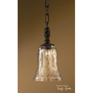 21 Mouth Blown Seeded Glass Shade Bronze Hanging Ceiling Light Fixture - All