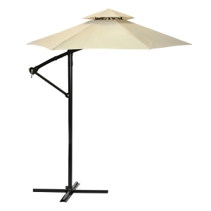 10' Outdoor Patio Off-Set Umbrella Zinc Alloy Crank and Tilt Beige and Black - All