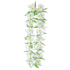 Pack of 12 White Jasmine Flower Tropical Luau Birthday Party Lei Necklaces 40 - All