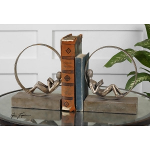 Set of 2 Lounging Reader Antique Bookends 10 - All