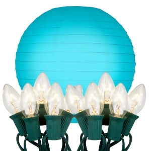 Pack of 10 Blue Glowing Garden Patio Round Lighted Chinese Paper Lanterns 10 - All