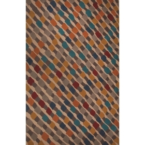 2' x 3' Rust Sapphire and Mustard Semis Hand Tufted Geometric Pattern Wool Area Throw Rug - All