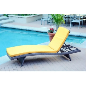 80 Adjustable Espresso Resin Wicker Outdoor Patio Chaise Lounge Chair Yellow Cushion - All