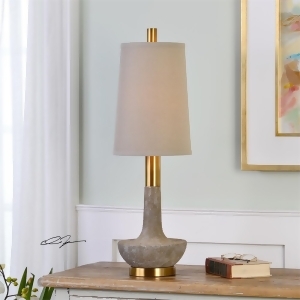 30.75 Volongo Textured Stone Ivory Buffet Lamp with Brass Details and a Tapered Round Hardback Shade - All
