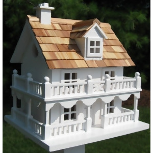 10.75 Fully Functional White New England Cottage Outdoor Garden Birdhouse - All