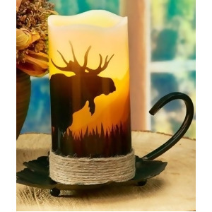 Pack of 4 Country Rustic Moose Led Lighted Wax Flameless Pillar Candles with Timer 6 - All