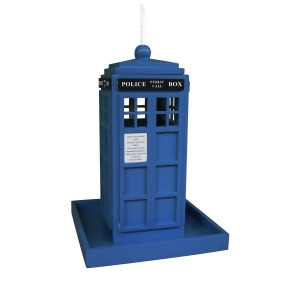 8.75 Fully Functional Dr. Who Tardis Blue British Police Call Box Telephone Booth Birdfeeder - All