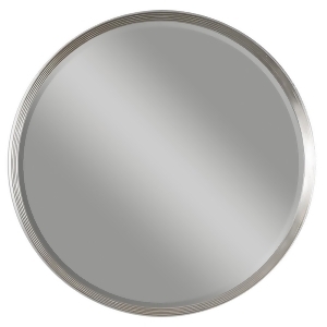 42 Stepped Profile Silver Leaf Round Beveled Decorative Wall Mirror - All