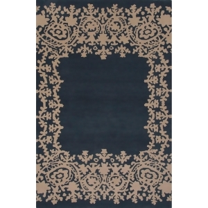5' x 8' Sandy Tan and Navy Blue Tisza Modern Hand Tufted Wool Area Throw Rug - All