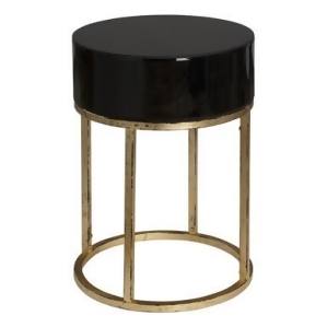 26 Myles Curved Antique Gold and Black Glass Round Accent End Table - All