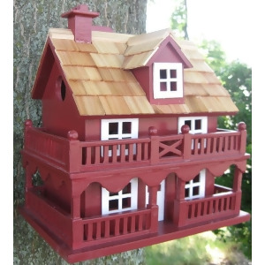 10.75 Fully Functional Red New England Cottage Outdoor Garden Birdhouse - All