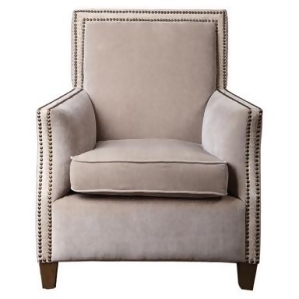 38 Oatmeal White Chenille w/ Alligator Print and Honey Birch Wood Contemporary Armchair - All