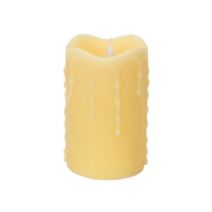 5.25 Simplux Ivory Dripping Wax Flameless Led Lighted Pillar Candle with Moving Flame - All