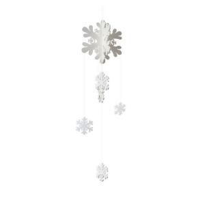 35 Winter Light Shimmering White Snowflake Christmas Mobile Ornament - All