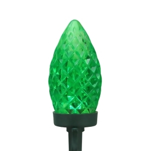 Set of 50 Green Led Faceted C9 Christmas Lights on Spool Green Wire - All