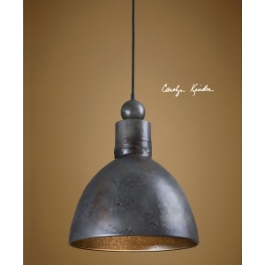17 Aged and Burnished Gray and Brown Single Hanging Light Pendant - All