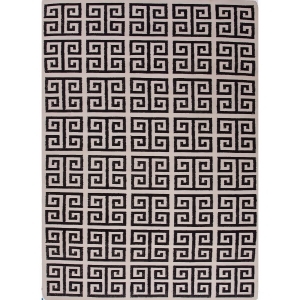 2' x 3' Ebony Black and Ivory Cream Melina Flat-Weave Geometric Wool AreaThrow Rug - All