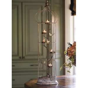 36 Rustic Chic 5-Tea Light Candle Holder Bird Cage with Spotted Bird Accents - All