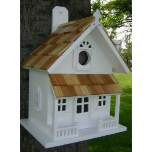 Fully Functional White Rustic English Cottage Outdoor Garden Birdhouse - All