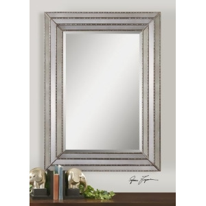 47 Contemporary Layer Silver Antique Finish Rectangular Wall Mirror - All