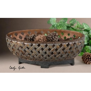 11 Teneh Bowl with Lattice Weave Design and Copper Bronze Finish - All