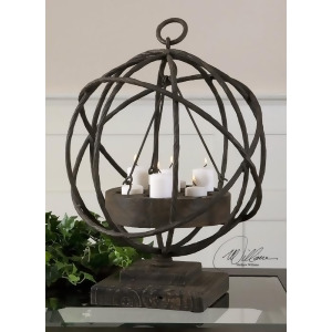 21 Chestnut Brown Finish Globe Design Table Top Tea Light Candleholder - All