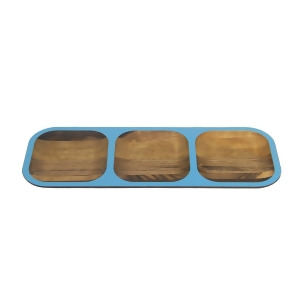 15 Handcrafted Wud Walnut Wood Hors d'Oeuvres Tasting Tray with Dark Blue Trim - All
