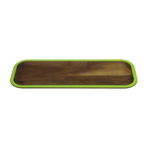 15 Handcrafted Wud Walnut Wood Hors d'Oeuvres Serving Tray with Lime Green Trim - All