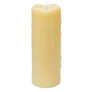 9 Simplux Ivory Dripping Wax Flameless Led Lighted Pillar Candle with Moving Flame - All
