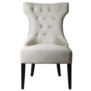 38 Antique White Diamond Tufted Velvet Ebony Stained Wood Armless Wing Chair - All