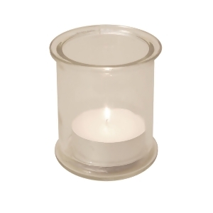 Pack of 12 White Mega Unscented Tealight Candles with 4 Glass Votive Holders - All