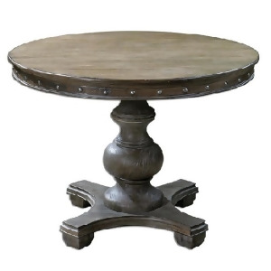 42 Gray Washed Distressed Pine Round Wooden Dinning Table - All