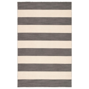 2' x 3' Slate Gray and Ivory Tierra Flat-Weave Striped Wool Area Throw Rug - All