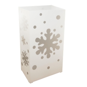 Pack of 100 Weather Resistant Traditional White Christmas Snowflake Decorative Luminaria Bags 10.5 - All