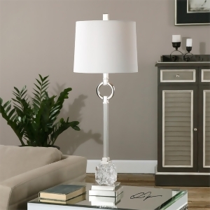 34 Bordolano Polished Nickel Buffet Lamp with Ivory Linen Fabric Shade - All
