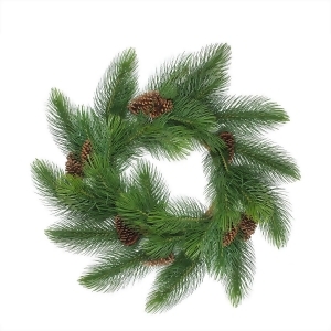44 Long Needle Pine Artificial Christmas Wreath with Pine Cones Unlit - All