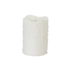 5.25 Simplux White Dripping Wax Flameless Led Lighted Pillar Candle with Moving Flame - All