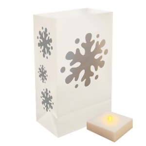 6 Weather Resistant Snowflake Christmas Luminaria Bags with Led Flicker Lights - All