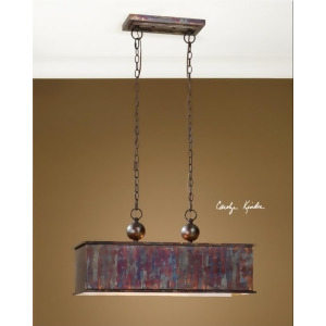 28 Rectangular Oxidized Metal Rusted Hanging Ceiling Light Fixture - All
