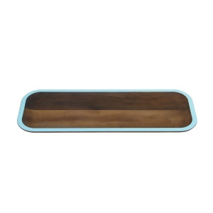 15 Handcrafted Wud Walnut Wood Hors d'Oeuvres Serving Tray with Light Blue Trim - All