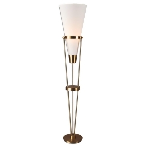 71 Bergolo Brushed Brass and Metal Floor Lamp with Ivory Linen Hardback Shade - All