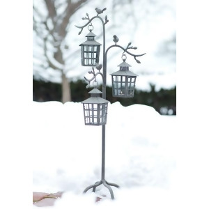 42 Weathered Gray Decorative Outdoor Votive Candle Holder Lantern Tree with Bird Accents - All