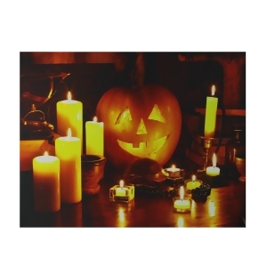 Led Lighted Halloween Witch's Jack-O'-Lantern by Candlelight Canvas Wall Art 15.75 x 19.5 - All