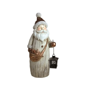 19.75 Weathered Santa with Tea Light Candle Lantern and Shoulder Bag Christmas Figure - All