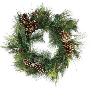 30 Artificial Mixed Pine with Pine Cones and Gold Glitter Christmas Wreath Unlit - All