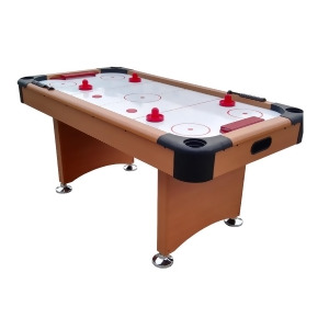 6' x 3' Brown White and Red Recreational Air Hockey Game Table - All
