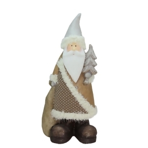 18.50 Brown Textured Eco-Friendly Santa with Tree Christmas Tabletop Figure - All