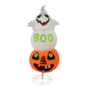37 Lighted Spooky Ghost on Jack-o-Lantern Pumpkin Halloween Decoration - All