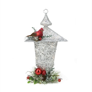 16 Sparkling Led Lighted Silver Glittered Christmas Lantern Decoration - All